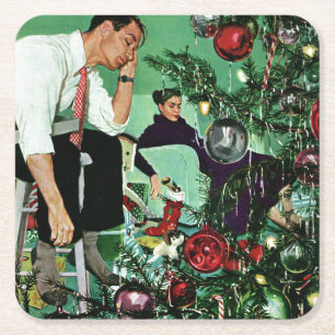 De structuur bijsnijden vierkante kartonnen onderzetter