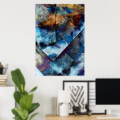 De structuur van de blauwfijne tekenafdrukken poster (Thuiskantoor)