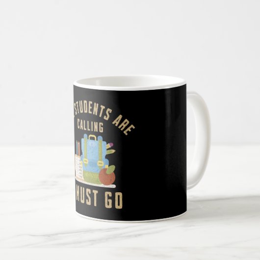 De studenten roepen dat ik weg moet koffiemok (Voorkant rechts)