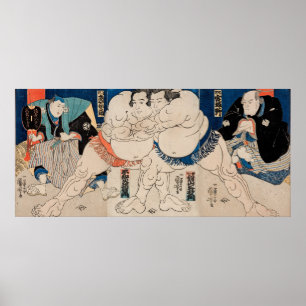 De Sumoworstelaars, 1814 - Utagawa Kuniyoshi Poster