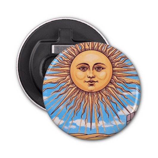 De Sun Tarot kaart Button Flesopener (Voorkant)
