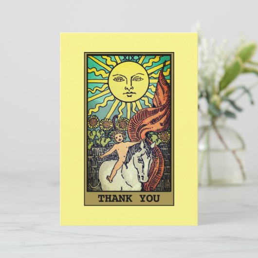De Sun Tarot Kaart geel bedankje (Staand voorkant)