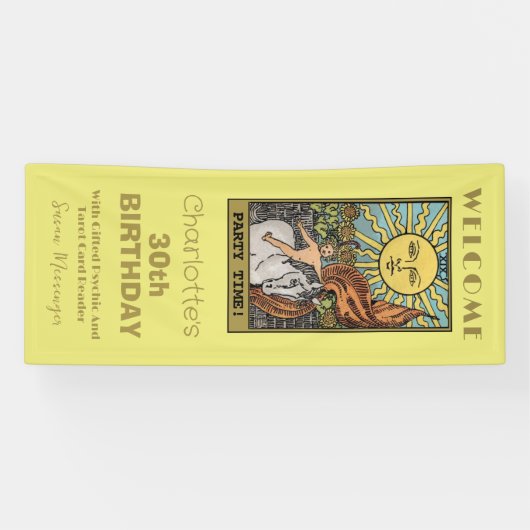 De Sun Tarot Kaart | Geel Verjaardag Achtergrond Spandoek (Horizontaal)