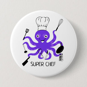 De super Paarse Octopus van de Chef-kok met de Ronde Button 7,6 Cm