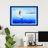 De Surf Rider ~ Hawaii ~  fijne kunst Poster (Thuiskantoor)