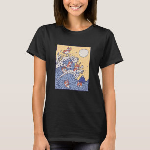 De Surfende Golf Corgi Kanagawa Grote Golf Corgi S T-shirt