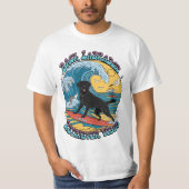 De Surfing Pup Black Labrador Retriever T-shirt (Voorkant)