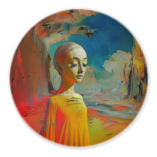 De surrealisme van dit alles keramische knop (Voorkant)