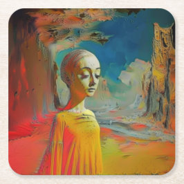 De surrealisme van dit alles vierkante kartonnen onderzetter