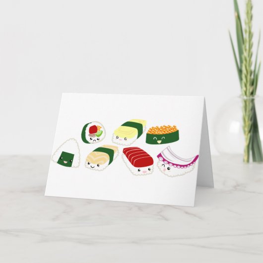 De Sushi van Kawaii met gezichten Kaart (Voorkant)