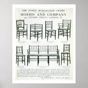 De Sussex Rush-Seated Chairs, gemaakt door Morris  Poster