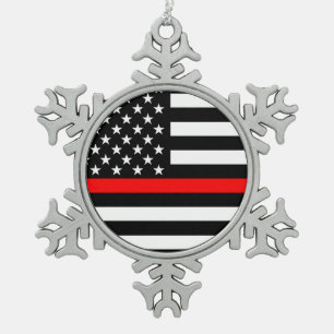 De symbolische Amerikaanse vlag van de Thin Red Li Tin Sneeuwvlok Ornament