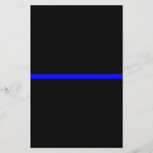 De symbolische dun blauwe lijn op Solid Black Briefpapier (Voorkant)