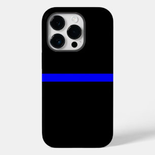 De symbolische dun blauwe lijn op Solid Black Case-Mate iPhone 14 Pro Hoesje