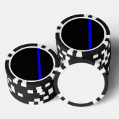 De symbolische dun blauwe lijn op zwart pokerchips (Opstapeling)