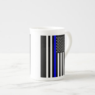 De Symbolische Dünne Blauwe Lijn Amerikaanse Vlag Porselein Kop