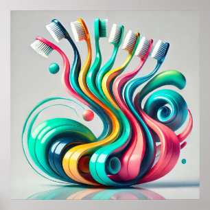 De symfonie van Brush. Abstracte tandenborstel kun Poster