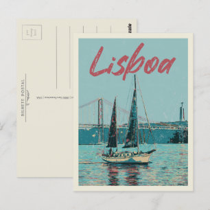 De Taag van Lissabon en de brug Portugal Briefkaart