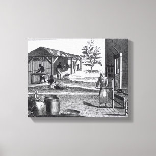 De tabaksfabriek in verschillende takken canvas afdruk