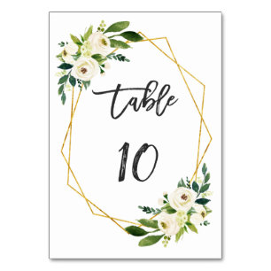 De Table Aquarelle Blanc Floral Écriture manuscrite Numéro