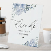 De Table aquarelle bleu poussiéreux fleurs signe boissons (In SItu)