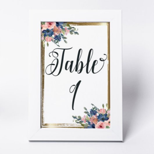 De Table Aquarelle calligraphie florale Tableau Numéro 1