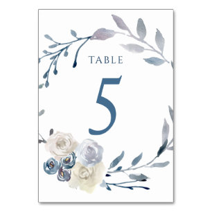 De Table aquarelle couronne bleu fleurie Tableau Numéro 5