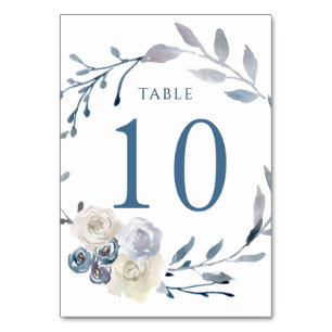 De Table aquarelle florale bleu couronne Tableau Numéro 10
