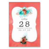 De Table Aquarelle turquoise et corail Numéro du tableau (Dos)