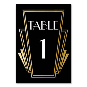 De Table Art Déco Tableau Numéro 20s Mariage noir or