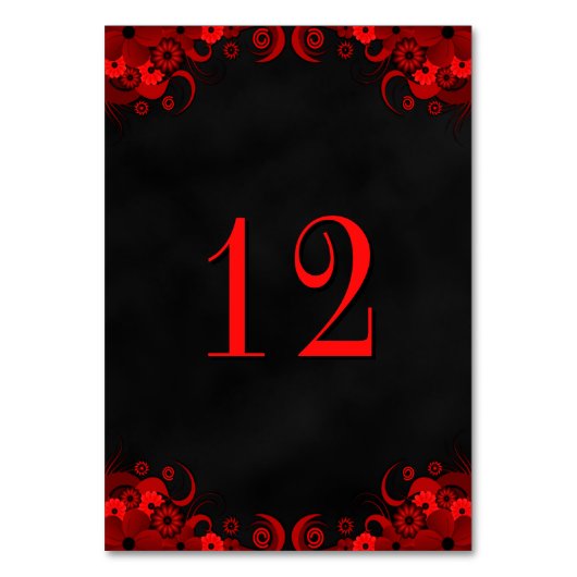 De Table Black Goth Red Floral Réception Tableau Numéro Car (Par défaut)