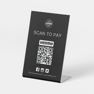 De Table Black Venmo QR Code Signe Scan pour payer les affa