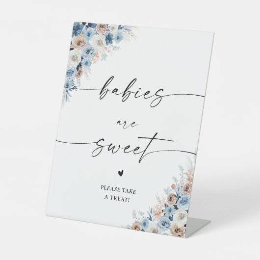 De Table Bleu Boho Floral Bébés sont doux signe (Recto)