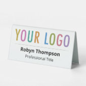 De Table Bureau sur deux côtés Nom Plaque Entreprise Logo B (Verso)