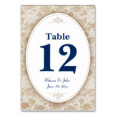 De Table Burlap et dentelle avec numéro bleu marine (Dos)