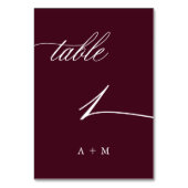 De Table Calligraphie romantique Mariage numéro 1, Bourgogn (Par défaut)