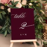 De Table Calligraphie romantique Mariage numéro 2, Bourgogn<br><div class="desc">Tableau 2. Veuillez vérifier tous les numéros disponibles. | Numéro de table du mariage de calligraphie tourbillonnant romantique et élégant. Pour une personnalisation plus avancée de cette conception,  cliquez sur le BOUTON OUTIL DESIGN BLEU ci-dessus !</div>