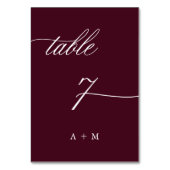 De Table Calligraphie romantique Mariage numéro 7, Bourgogn (Dos)