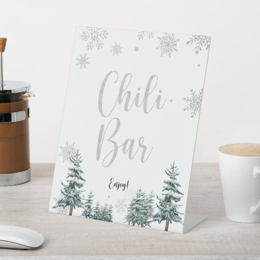 De Table Chilli bar signe argent hiver baby shower signe (In SItu)