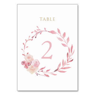 De Table couronne florale rose poussiéreuse panneau numéro
