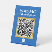 De Table Design moderne code QR bleu signe d'entreprise (Recto)