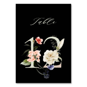 De Table Élégant Botanique Floral Numéro 12, Noir