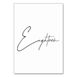 De Table Élégant Mariage calligraphique Tableau 18 Numéro d