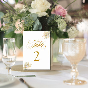 De Table Élégant Mariage Floral Script or Tableau Numéro 2
