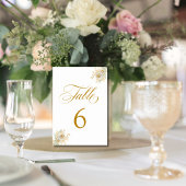 De Table Élégant Mariage Floral Script or Tableau Numéro 6
