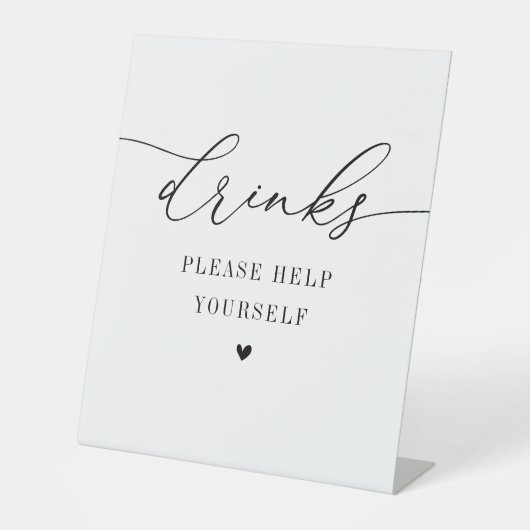 De Table élégant script noir et blanc signe boissons (Recto)