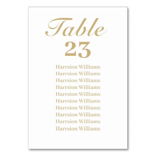 De Table Élégant script texte personnalisé Mariage Numéro d (Par défaut)
