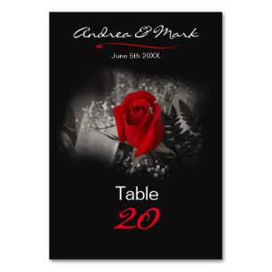 De Table Élégante Rose Rouge Vignette Noir Classic Numéro d