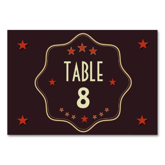 De Table Étiquette Rétro Numéro Classique Personnalisée (Devant)