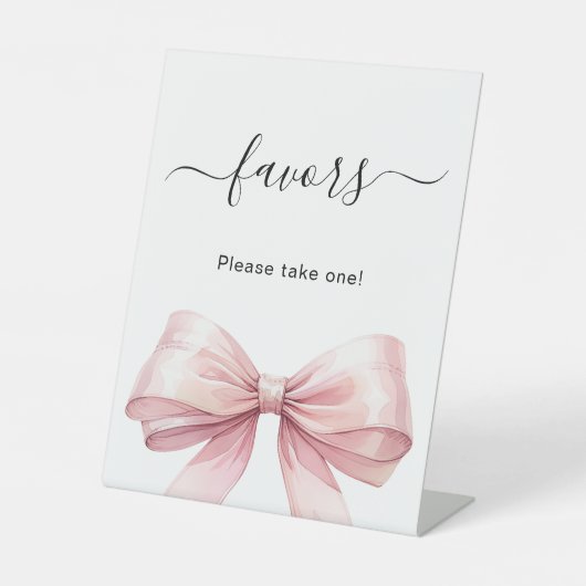 De Table Favor signe ruban rose blanc (Recto)